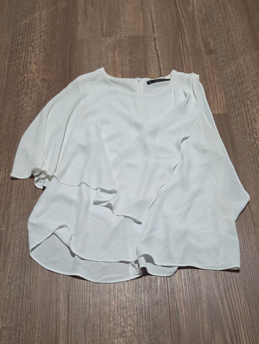 Zara White Layered Ruffle Blouse - Women Tops